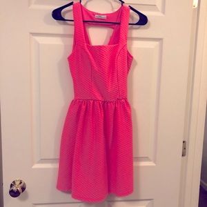 Neon, hot pink dress